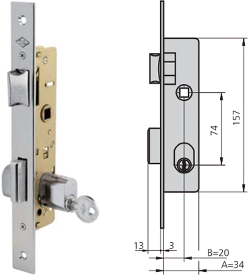 CERRADURA EMBUTIR ACERO INOX