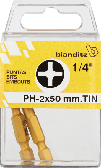 BLISTER 2 PUNTAS DESTORNILLADOR 1/4" TIN